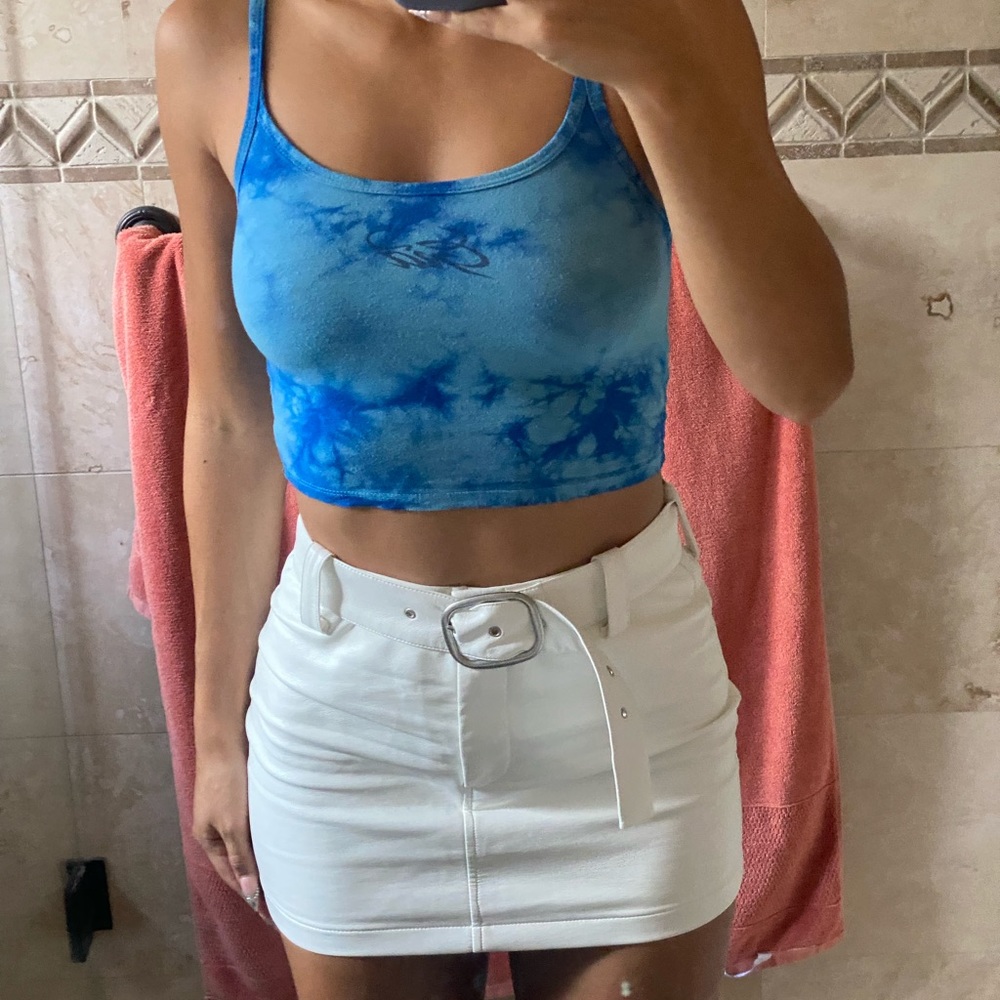 I. AM. GIA white vegan leather mini skirt